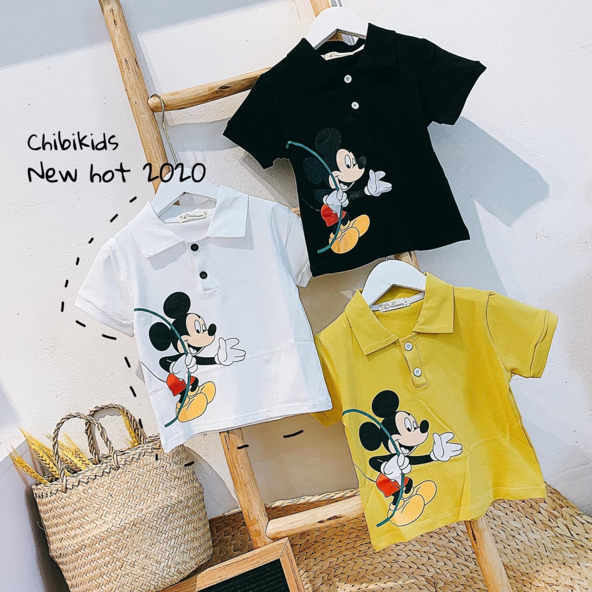 Áo Polo Mickey 3 Màu Size 13kg - 25kg